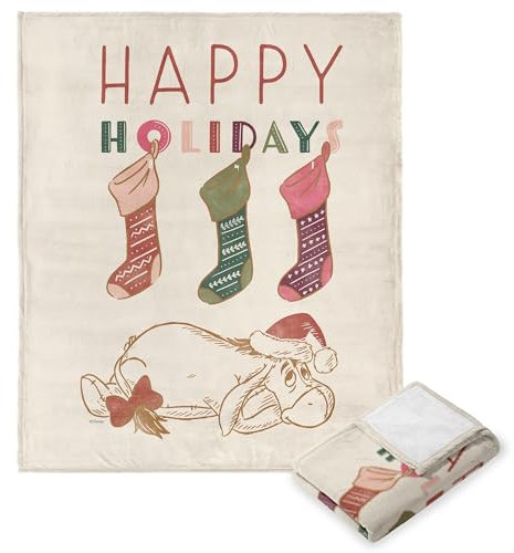 NORTHWEST Winnie Puuh Silk Touch Überwurfdecke, 127 x 152,4 cm, Holiday I-Aah