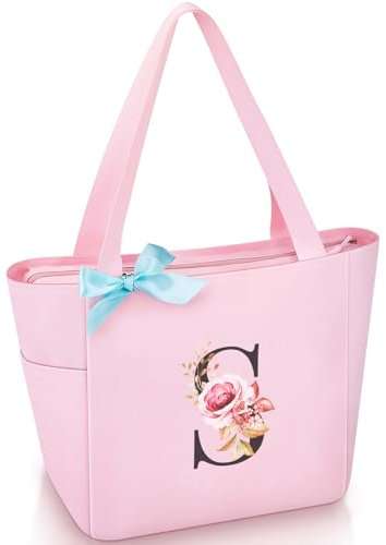 Vavabox Handtasche Damen A-Z Reißverschluss Schultertasche, Geschenke für Damen,Bräute und Brautjungfern, Arbeit,Reisen,Einkaufen,Schule (S, Rosa)