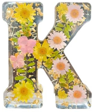 EHOTER Florales Harz Nachtlicht Harz Buchstaben mit Blumen, Floral Harz Nachtlicht Brief Floral Resin Buchstaben mit Blumen Geschenk für Mama Frau Freundinnen (K)