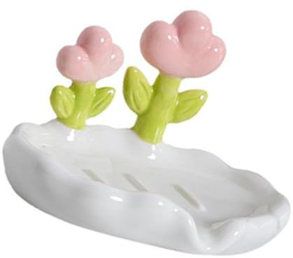 Syrisora Porte-Savon en PP, Plateau à Fleurs en PP, Porte-Savon à Fleurs en PP, Boîte à Savon Créative en PP à Fleurs Mignonnes, Support de Lavage de Vidange de Savon Domestique pour Salle