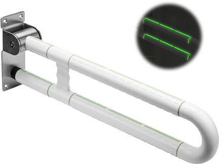 HAIMAYEE Barra Baño Minusválido,Abatible con Mango Antideslizante,Barra De Apoyo WC,Asa de Seguridad para Baño,Agarrador Ducha Personas Mayores,Acero Inoxidable,Soporta Hasta 250kg,Blanco