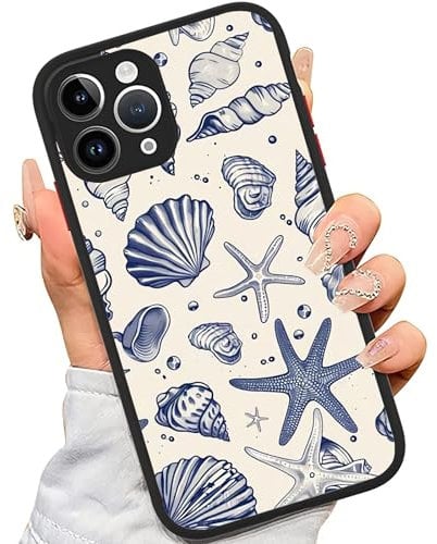 XUNQIAN Compatible for iPhone 13 Case, Coastal Beach Summer Blue Ocean Seashell Aesthetic Protective Phone Case (for iPhone 13)
