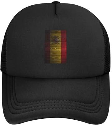 Oudrspo Gorra de béisbol de Malla con Estilo de la Bandera de España para Adultos, Ajustable, Color Negro