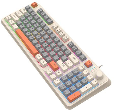 Tastiera meccanica - Tastiera sottile, tastiera retroilluminata a LED con membrana silenziosa gamng | Tastiera con cavo cablato a 94 tasti che si illumina, tastiera gamng a tre colori luminou K82