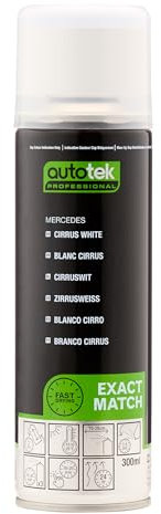 AutoTek Professional Exact Match Car Spray Paint, Mercedes Cirrus White Aerosol Spray, 300 ml