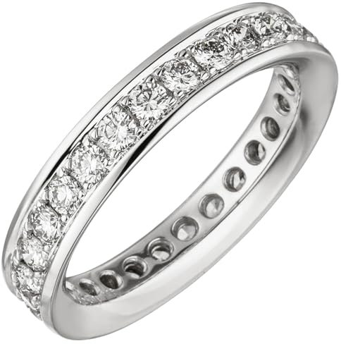 Memory-Ring aus 585 Gold Weißgold mit Diamanten Brillanten W-SI rundum B: 4,1mm, Ringgröße:Innenumfang 58mm ~ Ø18.5mm