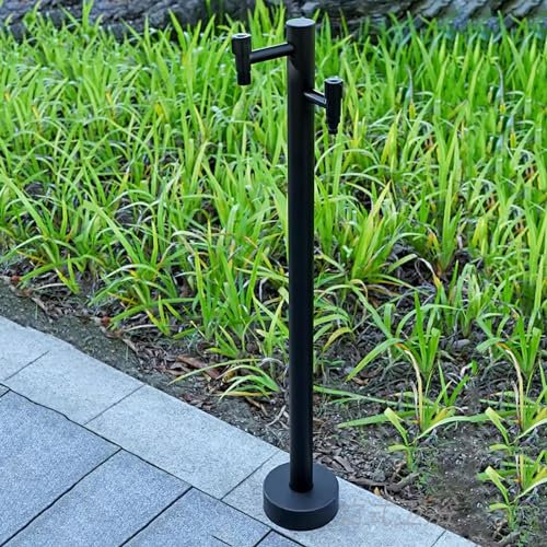Support de tuyau autoportant en acier inoxydable avec 2 robinets pour robinet extérieur vertical d'arrosage de jardin extérieur et support de robinet (couleur : A)