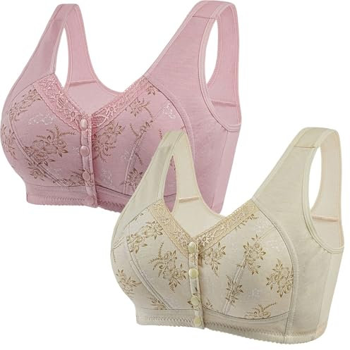 Generisch Damen Kleidung Sale, BHS, 2er Pack BH Damen Ohne Bügel mit Vorderverschluss Haltungskorrektur Push Up BH Soft Bequeme Bra Yoga Gym Outdoor Fitness Sport-BH, Angebote des Tages