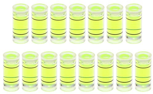 sourcing map 15pcs Small Cylindrical Bubble Level Vials 7x16mm PMMA Mini Horizontal Bubble Spirit Level Measuring Layout Tools for RV TV Picture Frame Hanging Tool Leveler