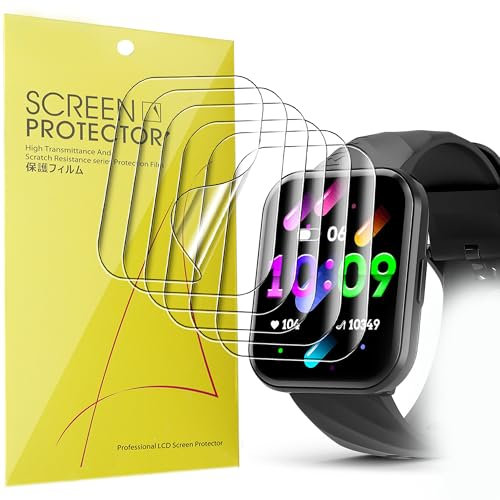 Lamshaw 6 Pièces Protection Écran pour Kumi KU6 1.96 Pouces Smart Watch - sans Bulles Haute Définition Qualité Supérieure Transparent Doux TPU Film Protection. (6 Packs)