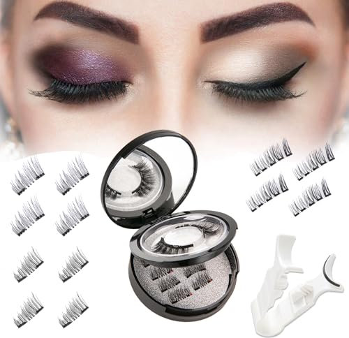 Magnet Wimpern 3D Magnetische Wimpern Natürlicher Look Wiederverwendbar Wasserdicht Kein Kleber Erforderlich Mit Applikator Für Tägliches Make-up Oder Dating, Hochzeit, Party