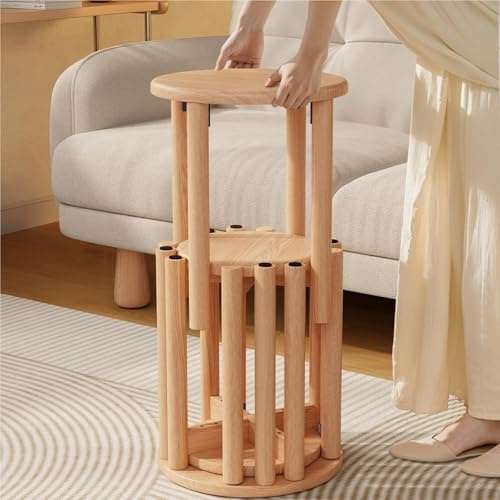 Stapelbare Hocker, 4er-Set, Holz-Beistelltische, Hocker, 45,7 cm, keine Installation erforderlich, vielseitige, stapelbare, runde Hocker für Küche, Insel, Schlafzimmer, Wohnzimmer (Natur)