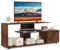 COSTWAY Mobile Porta TV, per TV Fino a 55'', Console Media a 3 Ripiani Asimmetrici con Ripiani di Stoccaggio e Armadietto, Mobile TV con Cassetto, 5 Gambe di Supporto (Industriale)