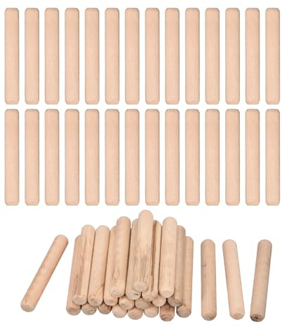 QUARKZMAN 90 Pcs 12x80mm(0.47x3.15) Pour Travail Du Bois Meubles Étagère | Chevilles En Bois Bois Dur Séché, Extrémités Biseautées Canelées, Chevilles En Bois