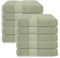 Brentfords Face Cloths 10 Pack, Super Soft Absorbent 100% Cotton Quick Drying Face Towels For Bathroom Gym & Travel Washcloth Home Essentials, Sage Green-30x30cm