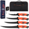 TAN REN Filetiermesser Fisch Set, Fischmesser mit Anti-Rutsch-Griff, Filetiermesser Fleisch Set mit Mit Tasche und Messerschärfer, Full Tang Angelmesser Outdoor-Messer-Set, Geschenk für Männer