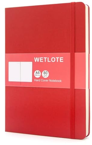 WETLOTE Notizbuch A5 Punktiert, Journal Hardcover mit 80gsm Notizbücher, 106 Blatt, Notizbuch A5 für Frauen Männer, Schreiben, Arbeit und Lernen, 14 x 21cm-Rot
