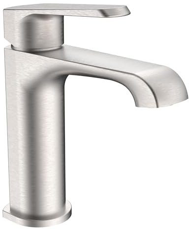 Lunaris Brushed Nickel Mini Mono Basin Mixer Tap Deck Mounted Minimalist