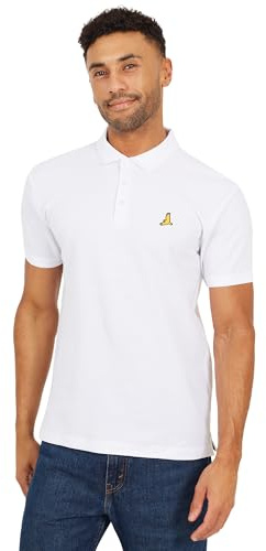 BRAVE SOUL Mens Cotton Polo Shirt Regular Fit Short Sleeve Casual and Office Wear Polo Shirt for Men UK, White Colour, Size- S
