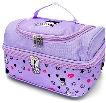 WlsqDE Cartoon Lunchtasche, Cartoon Kühltasche, Anime Lunch Tasche | Kleine Brotdose, Lunchtasche Kindergarten, mit 2 Separaten Fächern, für Jungen und Mädchen