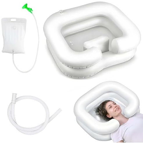 FZYCOM Haarwaschbecken für Bettlägerige, Mobiles Waschbecken, Haare Waschen im Bett Mit Ablaufschlauch, Duschkopf und Wassersack für Schwangere Behinderte Senioren Postoperative Patientin