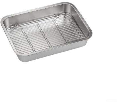 Niceminiwall Stainless Steel Baking Pan and Tray Set with Cooling Rack for for Oven Roasting, Cookie and Cake Baking, Meat Grilling, Bread Cooling, Rust Resistant Mirror(23x17x5cm)