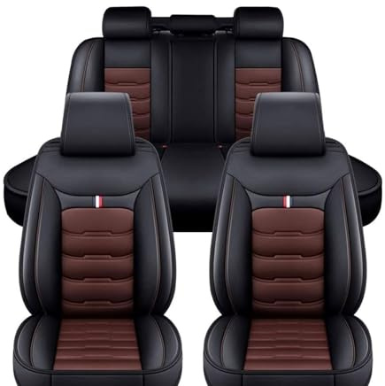 LiYaBaiHuo Auto Sitzbezug für Jeep Wrangler JK Sahara Sport 2004-2019, Leder Full Sitzschoner SitzbezügeSet Wasserdicht Innenraum Zubehör,F/Black-Coffee