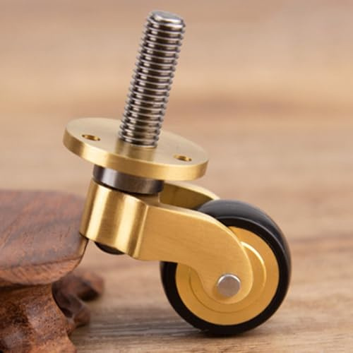 4 x 360°-Messing-Rollen, Möbelrollen, drehbar, leise, Kugellager-Räder für Sofatische, Couchtische, Pflanzenständer, Regale