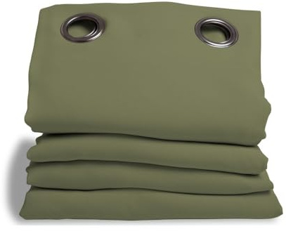 Moondream DecibelControl™ Akustikvorhang 3in1 | Lärmschutz | Thermoisolierung Winter+Sommer | 100% Verdunkelung | Patentierte Technologie | EU Herstellung | Ösen | Grün MC533 | 135B x 250H cm