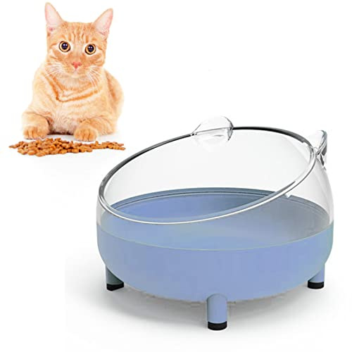 FILFEEL Cuenco para Mascotas con Diseño Elevado, Plato Antideslizante y Extraíble para Gatos y Cachorros para Comida Forma de Oreja de Gato (Blue)