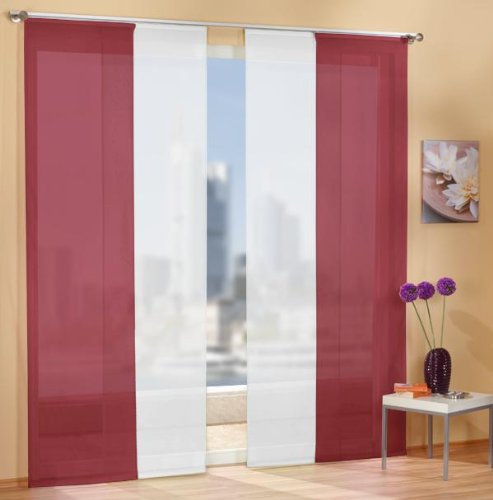 Gardinen Set, 2 x Flächenvorhang Schiebegardine mit Zubehör, 245x60, Bordeaux, 2 x Flächenvorhang Schiebegardine mit Zubehör, 245x60, Weiß, 8558985589