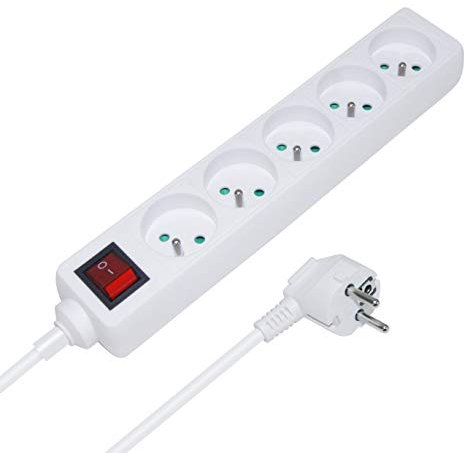 Waytex 52115 Multiprise électrique avec interrupteur avec câble 5 prises 1,5 m Blanc