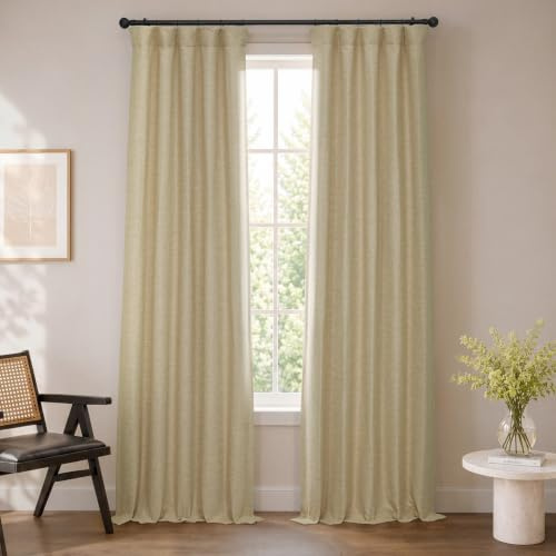 HPD Half Price Drapes Bellino Textured Faux Linen Room Darkening Curtains 96 Inches Long (1 Panel), Curtains for Bedroom & Living Room, 50W x 96L, Ginger