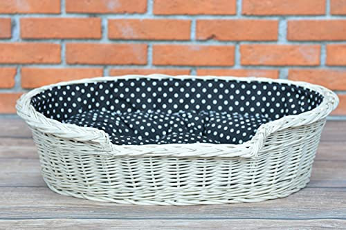 e-wicker24 Alles aus Weide Hundekorb aus Weide für Hund und Katze Hundebett Katzenbett mit Kissen Tierkorb geflochten Katzenkorb