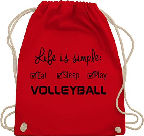 Turnbeutel Rucksack - Geschenke Zubehör - Life is simple Volleyball - Unisize - Rot - sport beutel fabric bag sporttasche turnen tasche stoff rucksäcke turnsackerl kinderturnbeutel sportsack
