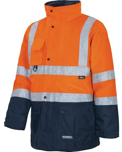 Vizwell Parka 5 in 1, Warnschutz, Leuchtorange/Marine (L)