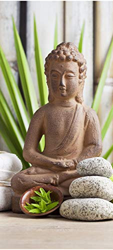 wandmotiv24 Türtapete Buddha und Sauna 80 x 200cm (B x H) - Dekorfolie selbstklebend Sticker für Türen, Türfolie, Aufkleber, M0962