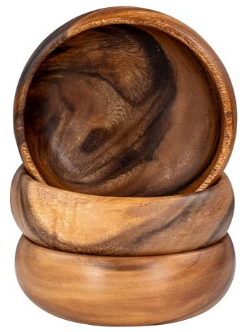levandeo 3er Set Snackschale Holz Akazie 15x4cm Rund Schale Obstschale Dekoschale Deko Tischdeko Akazienholz Holzdeko Aufbewahrung Ordnung