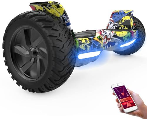 GeekMe Hoverboards tout-terrain 8.5 pouces, Hoverboards SUV avec APP, haut-parleur Bluetooth, double moteur, lumières LED, Hoverboards tout terrain pour enfants et adultes