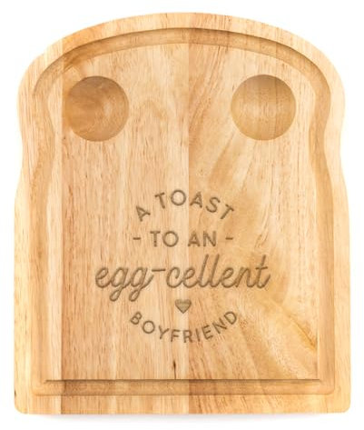 Breakfast Egg Board - A Toast to an Egg-cellent Birthday Gifts, Mum, Dad from Son Kids Daughter Baby - Unique Mothers Day Fathers Day Idea - Funny Engraved Pun Design Natural Wood (BOYFRIEND)
