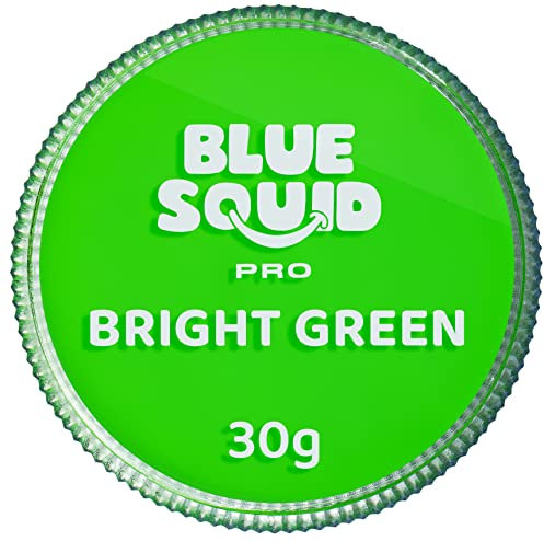 Blue Squid PRO Schminke Face Paint und Bodypaint - Klassische Hellgrün 30g, Hochwertige, professionelle, wasserbasierte Einzelbehälter, Face und Bodypaint Farbe für Erwachsene, Kinder, Fasching & SFX