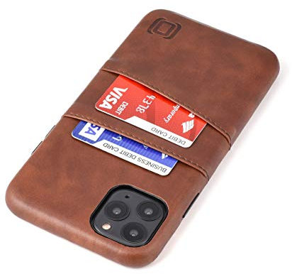 Dockem Wallet Case for iPhone 11 Pro Max: Built-in Metal Plate for Magnetic Mounting & 2 Credit Card Holder Slots (6.5 Exec M2, Synthetic Leather, Brown)