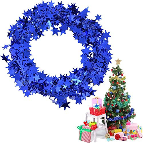 7,5 m Star Garland Assort Farbe Lametta Kranz für Christbaumschmuck für Home Wedding Party Ornament(Blau)