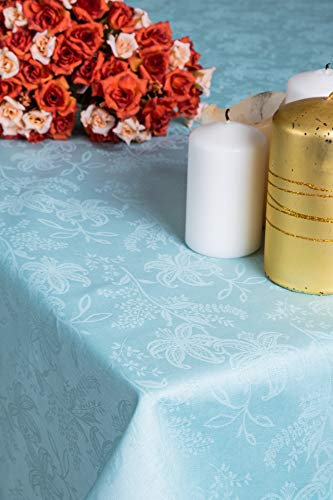 Esse Home - Confestyl Line - Tischdecke mit 8 Servietten, quadratischem Jacquard aus Reiner Baumwolle, IRIS 598 (170x170, Service Grün)