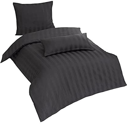 Traumschlaf Mako-Satin Bettwäsche Uni Streifen 4 cm