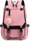 SellerFun Teenage girls' Backpack Middle School Students Bookbag Outdoor Daypack With USB charge Port (4# Pink Black, 21 Liters)