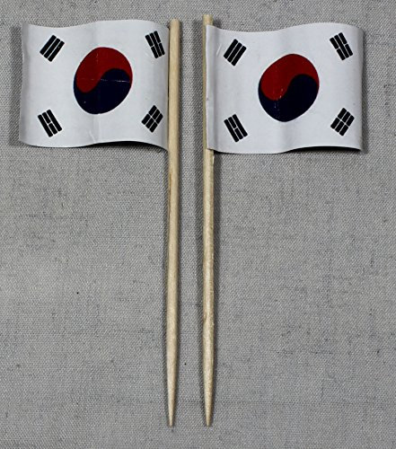 Südkorea Flaggen Picker Süd Korea Party Zahnstocher Papierfähnchen in Profiqualität 50 Stück Beutel Offsetdruck Riesenauswahl