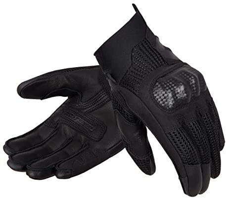 REBELHORN Gap III Motorradhandschuhe Herren | Ziegenleder | Knöchel Protektoren | Belüftung mit 3D-Polyester-Mesh-Einsätzen | Größe bis 5XL
