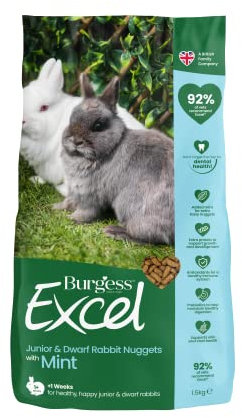 Burgess Excel Junior and Dwarf Nuggets with Mint Rabbit Food 1.5 kg