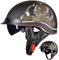 HINSD Motorrad-Halbschalen-Jethelm, Integrierte Brille, DOT, ECE-geprüft, Scooter, Moped, Jethelm, Helm mit Schnellverschluss,F-M（57-58cm）
